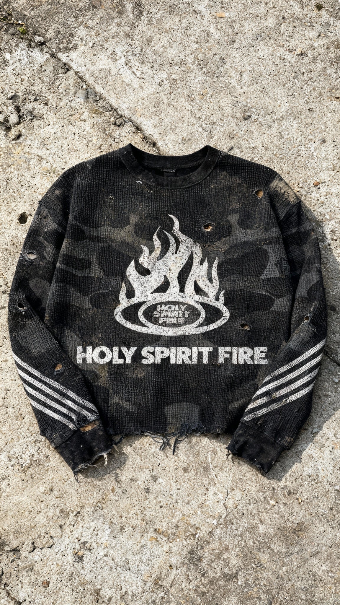 "Holy Spirit" Black Waffle Knitted Thermal Shirt