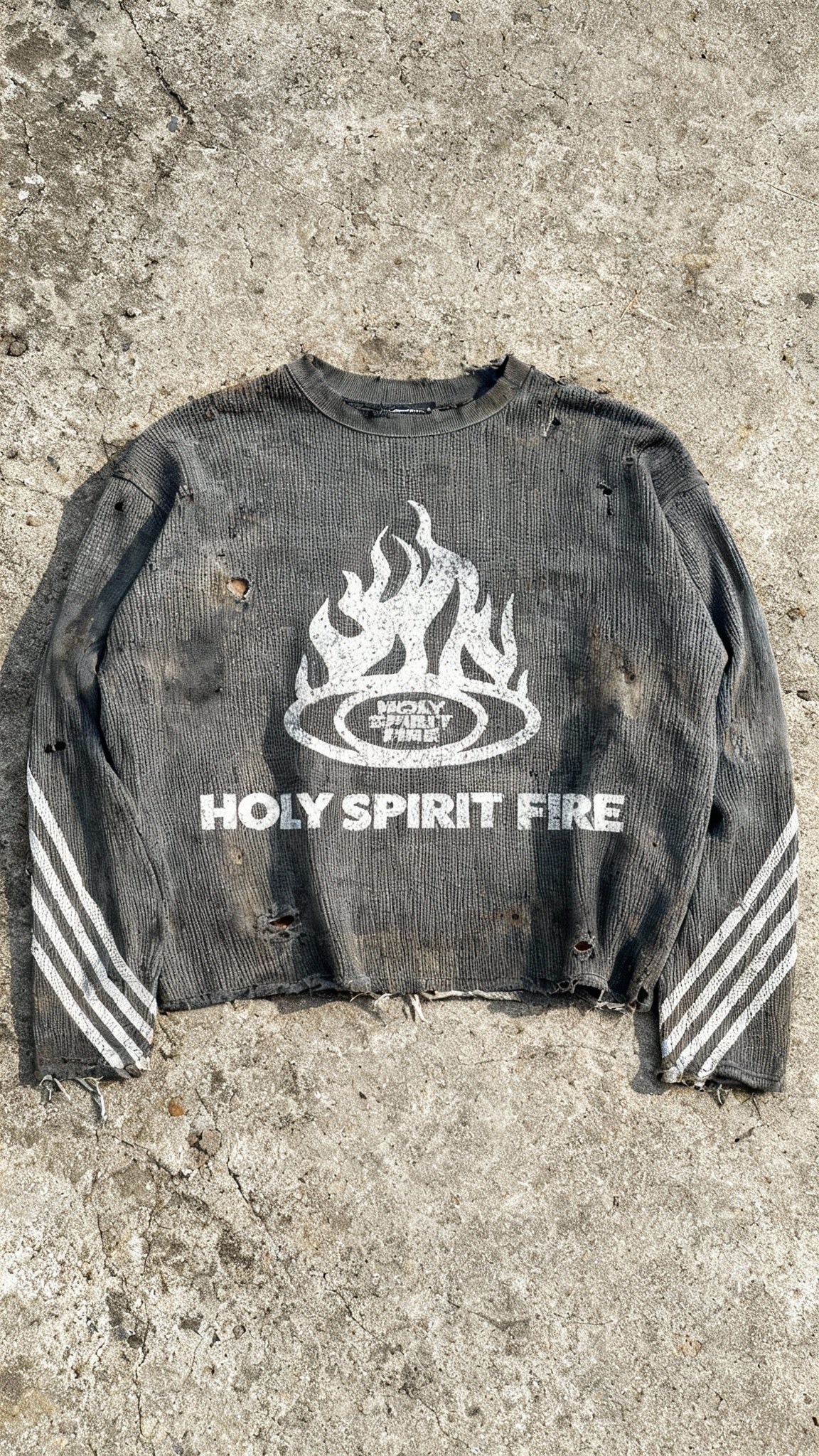 "Holy Spirit" Gray Waffle Knitted Thermal Shirt