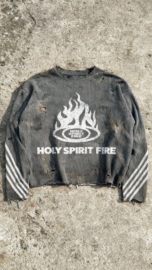 "Holy Spirit" Gray Waffle Knitted Thermal Shirt
