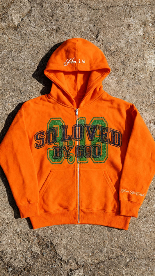 "John 3:16" Orange Zip Up Hoodie